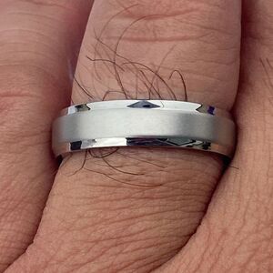 Men’s Stainless Steel Ring Size 10 Silver Tone Matte & Polished Band